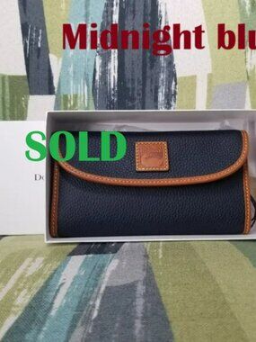 🎯DOONEY & BOURKE Pebbled Continental Clutch Wallet Midnight Blue Leather Duck